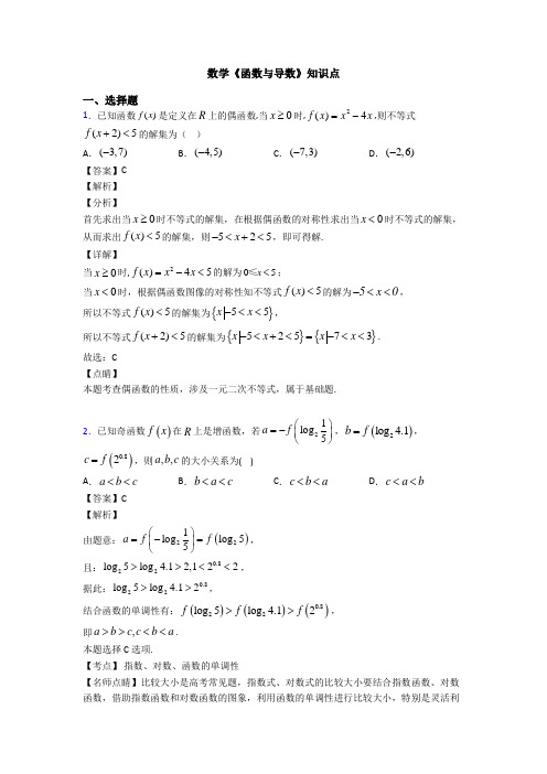 高考数学压轴专题(易错题)备战高考《函数与导数》知识点