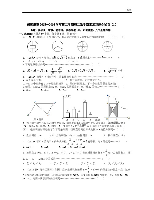 苏科版张家港市2017年八年级下学期数学期末复习综合试卷含答案解析