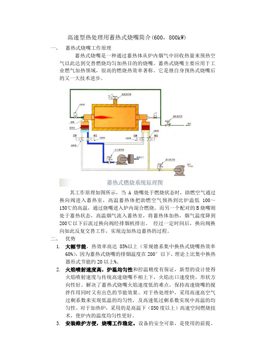 高速型热处理用蓄热式烧嘴简介