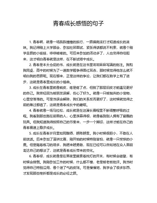 青春成长感悟的句子