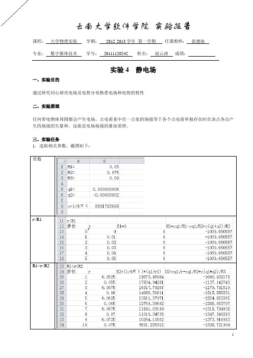 云南大学软件学院大学物理实验报告四