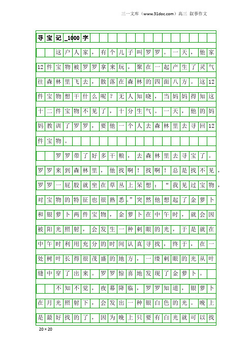 高三叙事作文：寻宝记_1000字