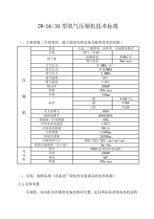 ZW-56-30型氧气压缩机技术标准