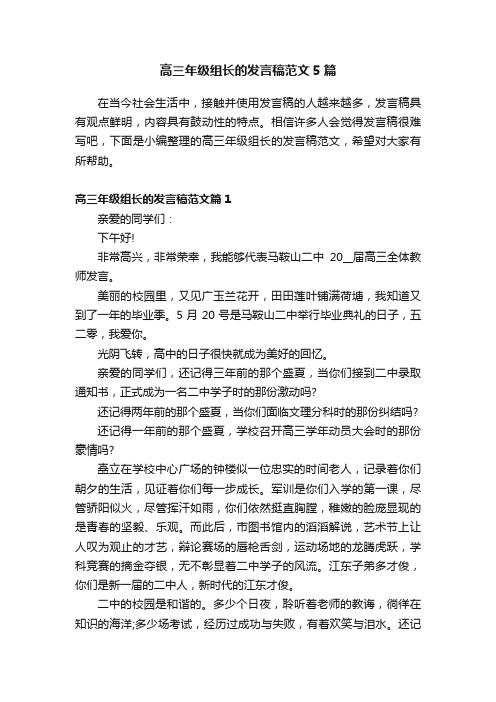 高三年级组长的发言稿范文5篇