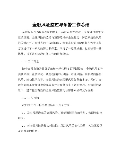 金融风险监控与预警工作总结