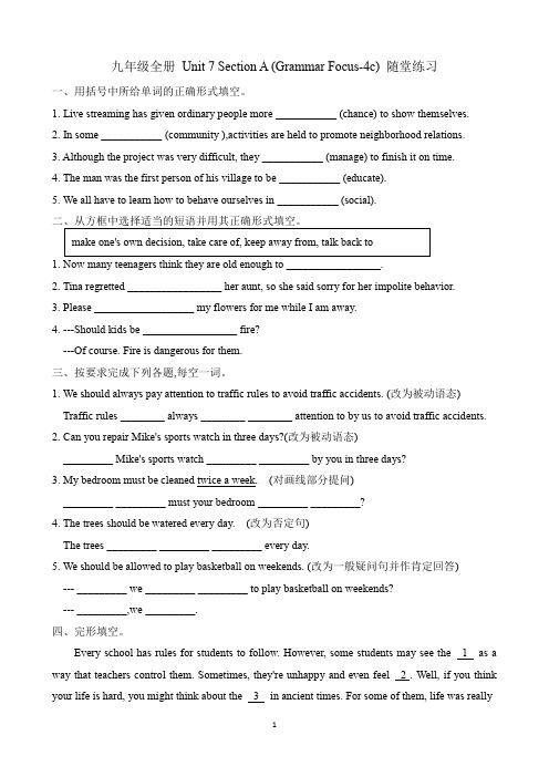 Unit+7+Section+A+(Gramma随堂练习+2024-2025学年人教版英语九年级全册