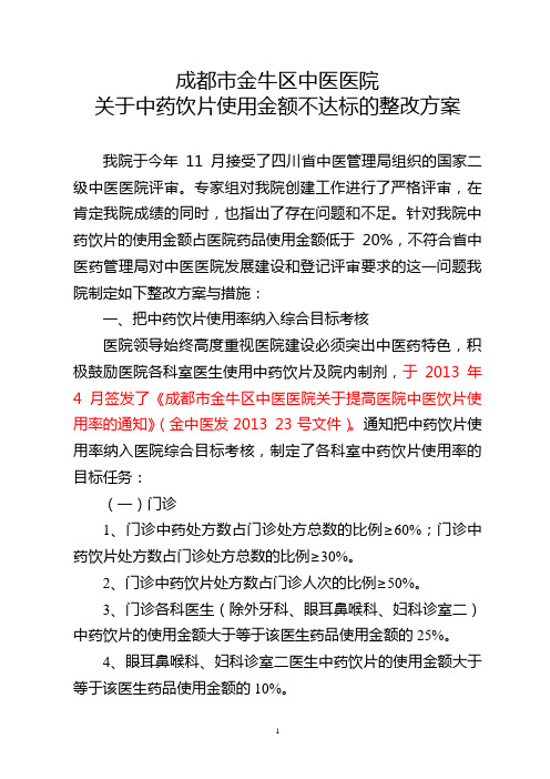 关于中药饮片使用金额不达标的整改方案