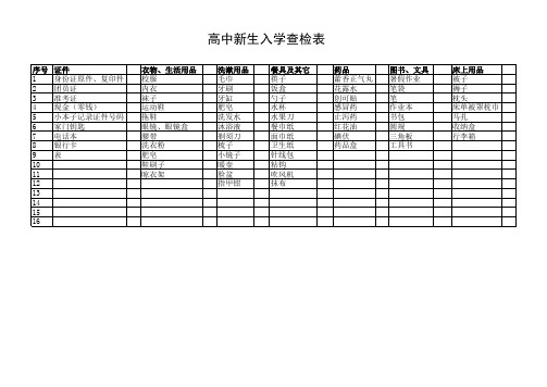 高中新生入学查检表