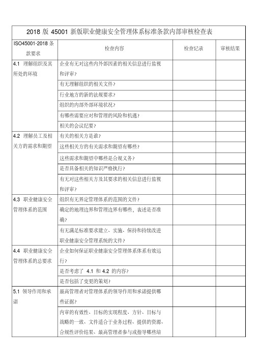 45001-2018内部审核检查表(1)