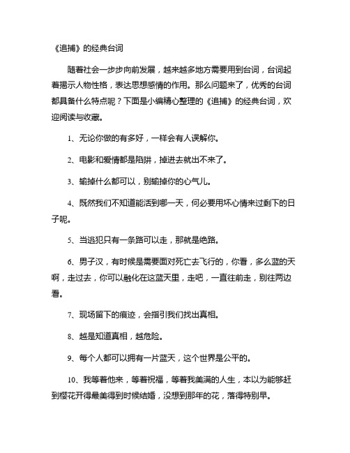 《追捕》的经典台词集合