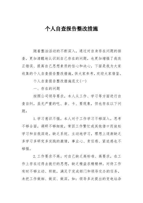 个人自查报告整改措施