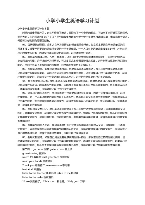 小学小学生英语学习计划5篇