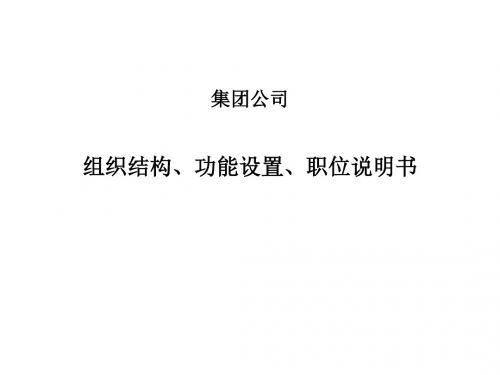 上市公司XX集团公司组织结构、功能设置、职位说明书