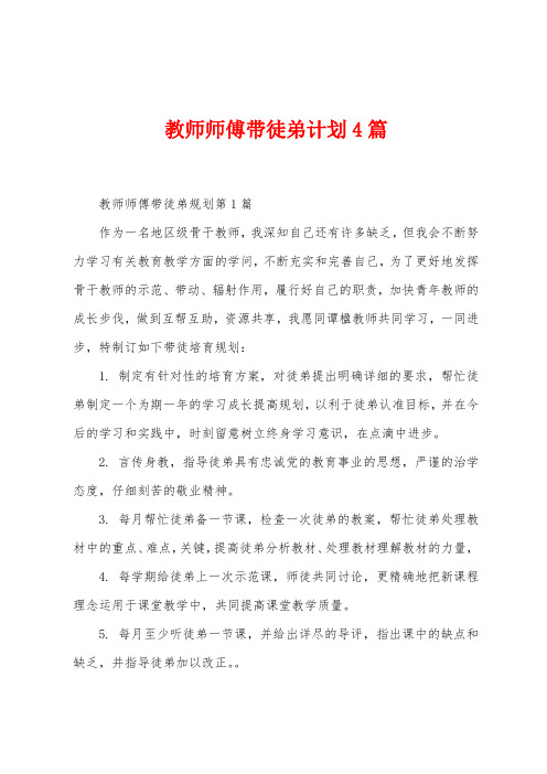 教师师傅带徒弟计划4篇