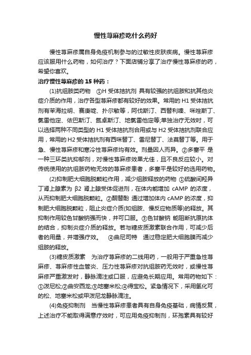 慢性荨麻疹吃什么药好