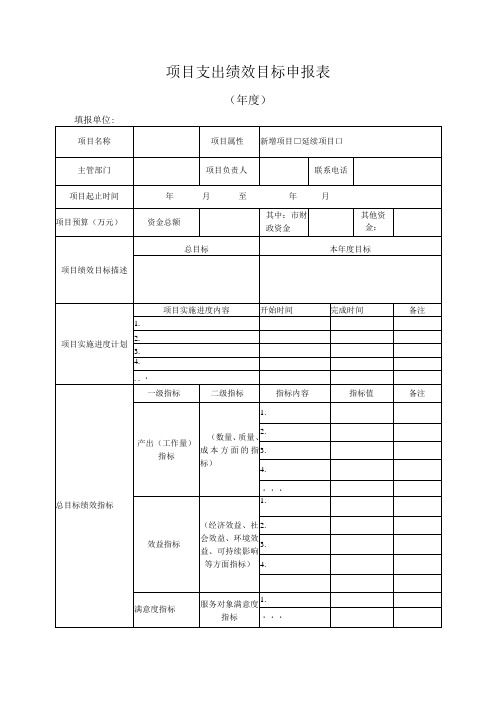 2023年项目支出绩效目标申报表