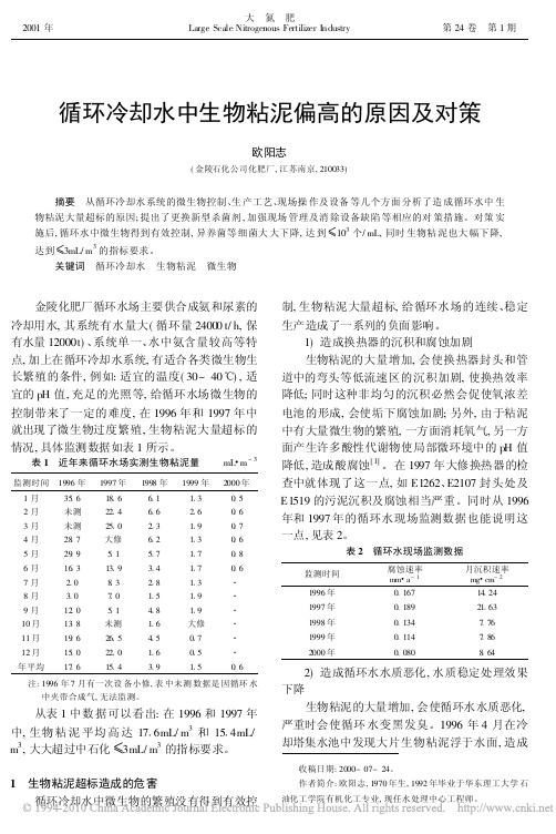 循环冷却水中生物粘泥偏高的原因及对策(1)