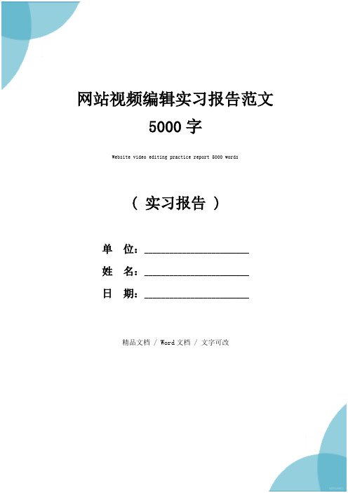 网站视频编辑实习报告范文5000字