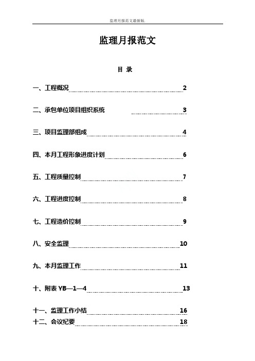 监理月报范文最新版