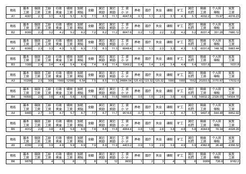 工资表及打印工资条表模版