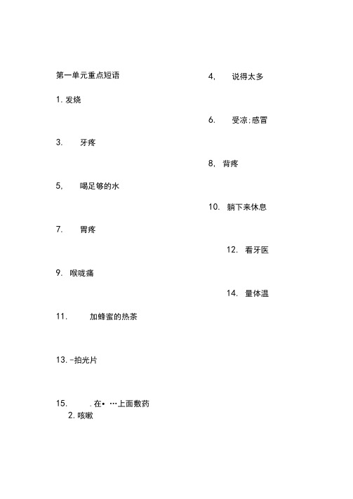 八年级英语下册unit1-10短语默写打印版