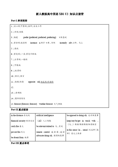 Unit2知识点读背及检测导学案-高中英语人教版(2019选择性