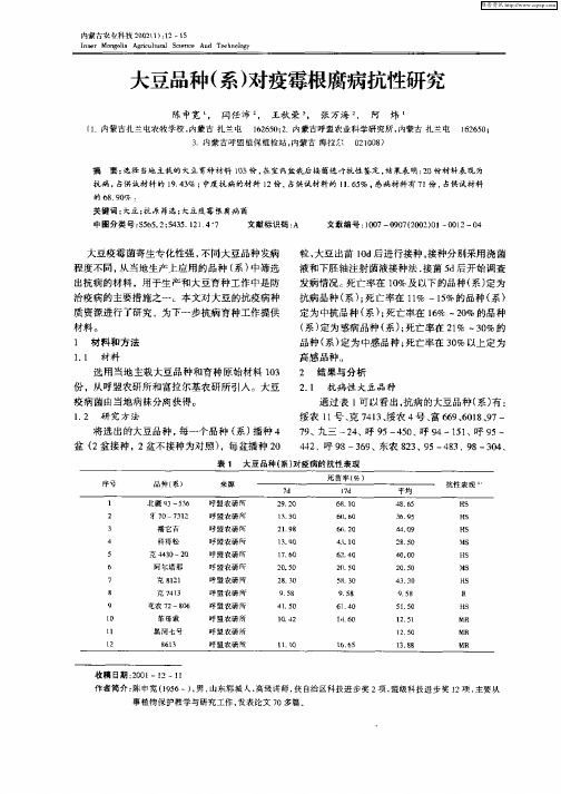 大豆品种(系)对疫霉根腐病抗性研究