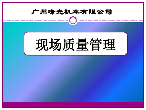 现场质量管理培训资料