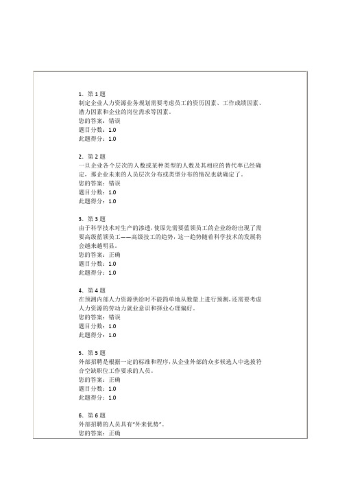 2016华南师范《人力资源规划》作业全答案及补充题目答案