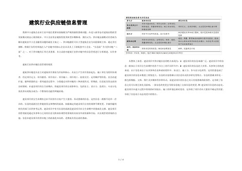 建筑供应链的信息管理现状及遇到的问题