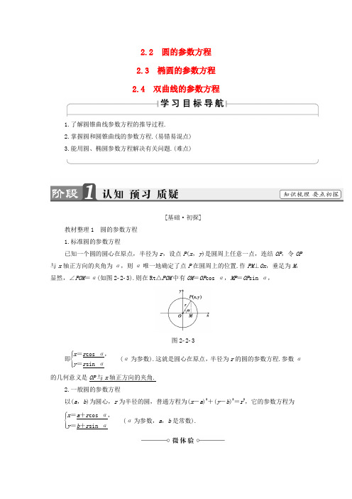 高中数学选修4-4北师大版 双曲线的参数方程学案