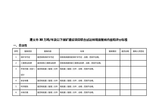 煤矿建设项目联合试运转现场复核标准