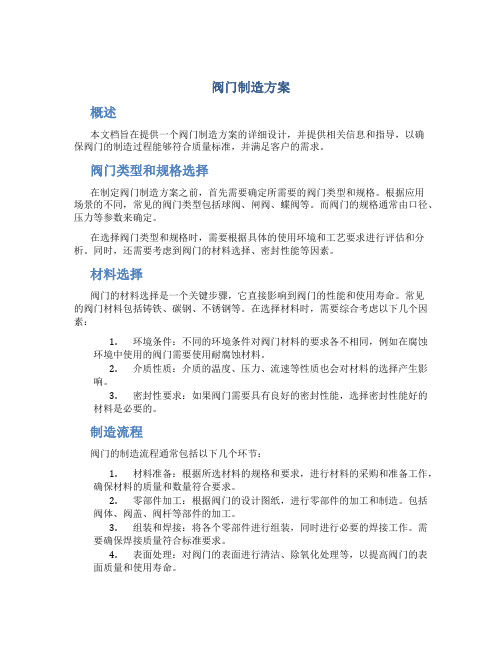 阀门制造方案