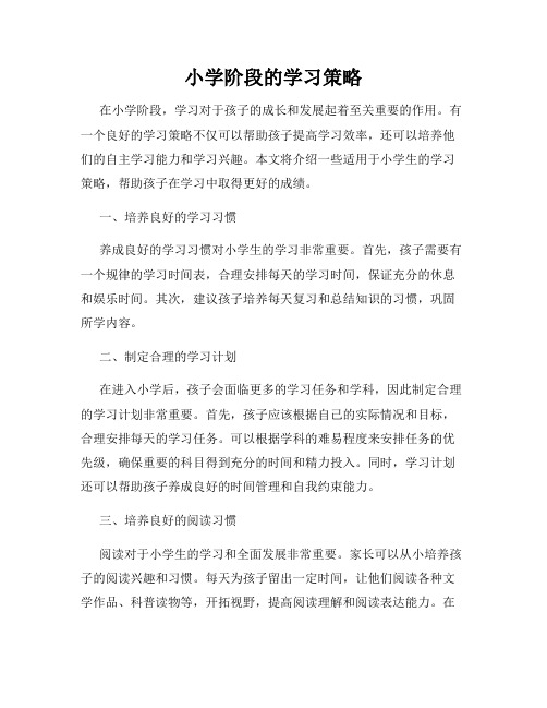 小学阶段的学习策略