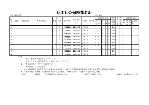 职工社保花名册