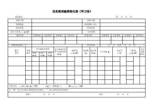 压实度试验原始记录(环刀法)