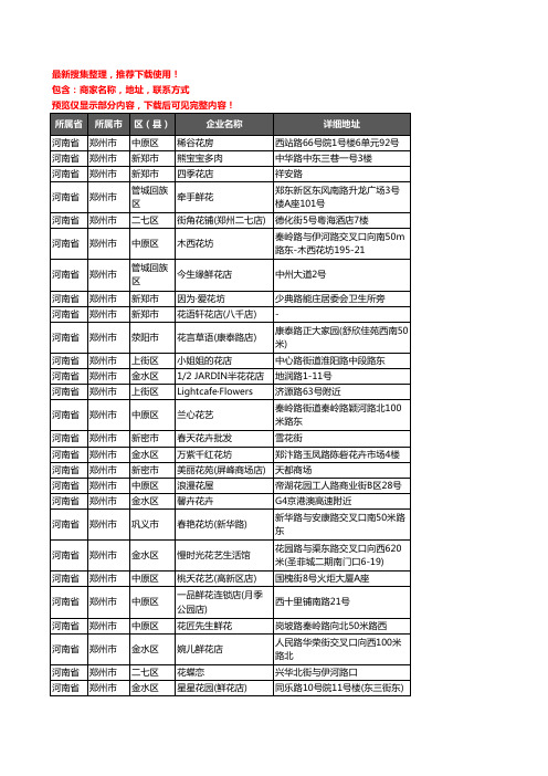 新版河南省郑州市花卉企业公司商家户名录单联系方式地址大全1990家