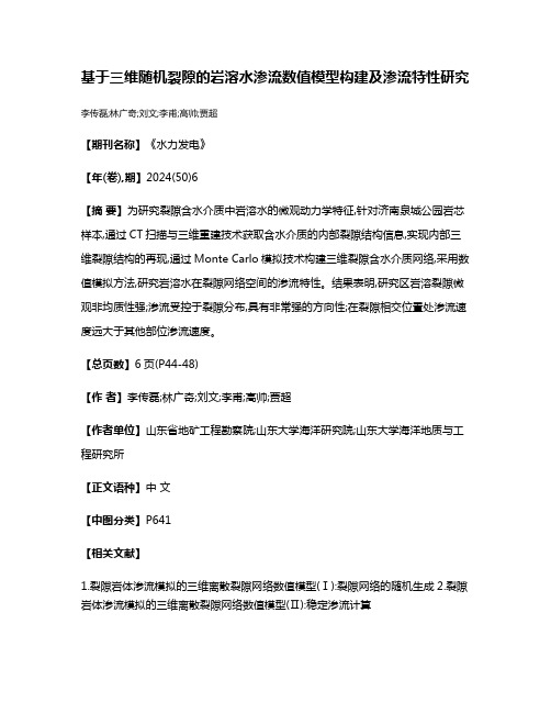 基于三维随机裂隙的岩溶水渗流数值模型构建及渗流特性研究