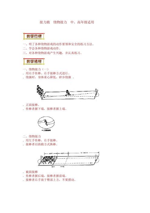 接力跑 绕物接力  中、高年级适用