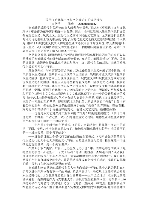 关于《后现代主义与文化理论》的读书报告