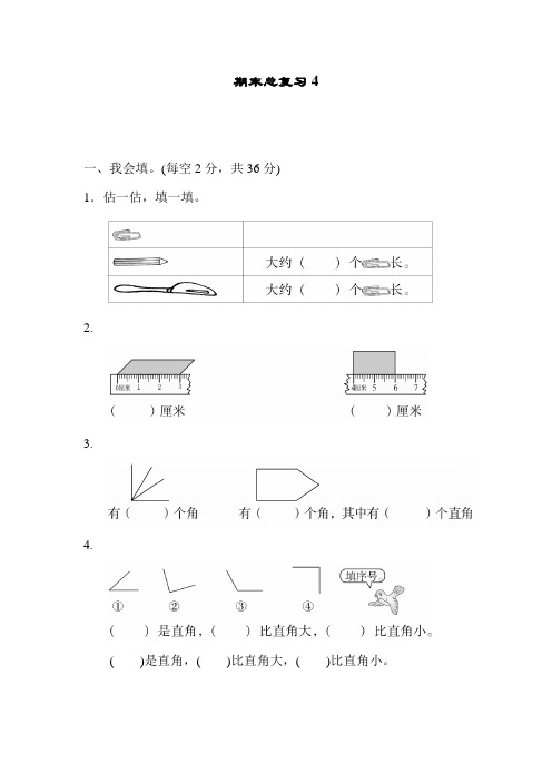 人教版数学二年级上册 期末总复习4 及解析答案