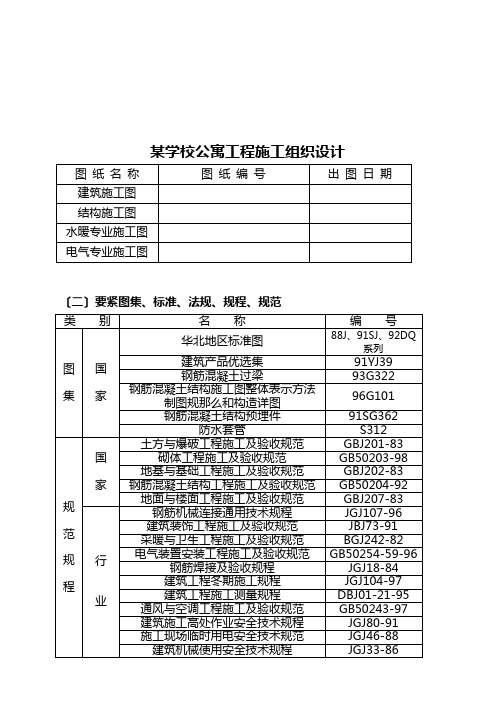 某学校公寓工程施工组织设计