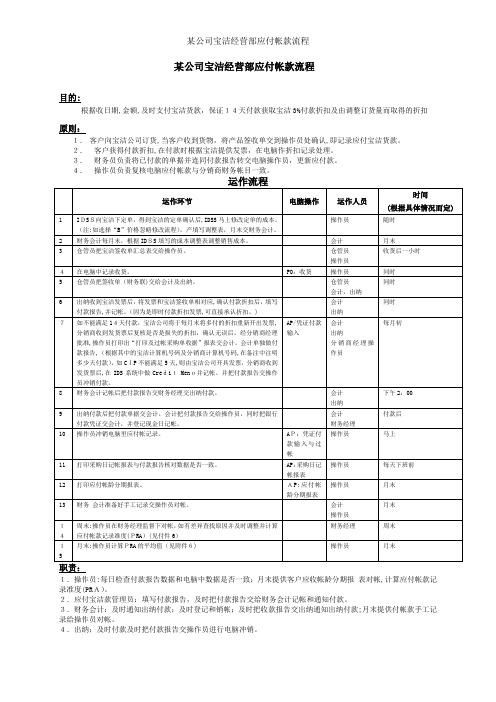 某公司宝洁经营部应付帐款流程