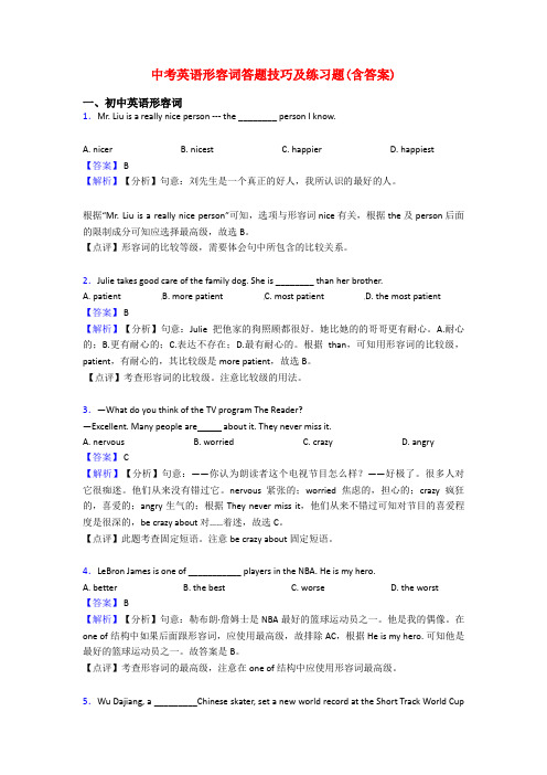 中考英语形容词答题技巧及练习题(含答案)