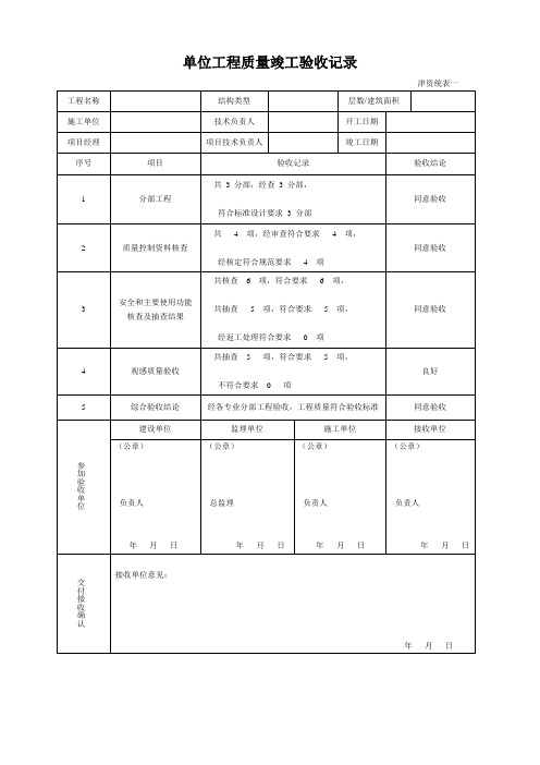 四方会签--竣工验收表