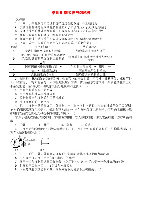 湖南省长沙市长郡中学高中生物作业5细胞膜与细胞核(含解析)(最新整理)