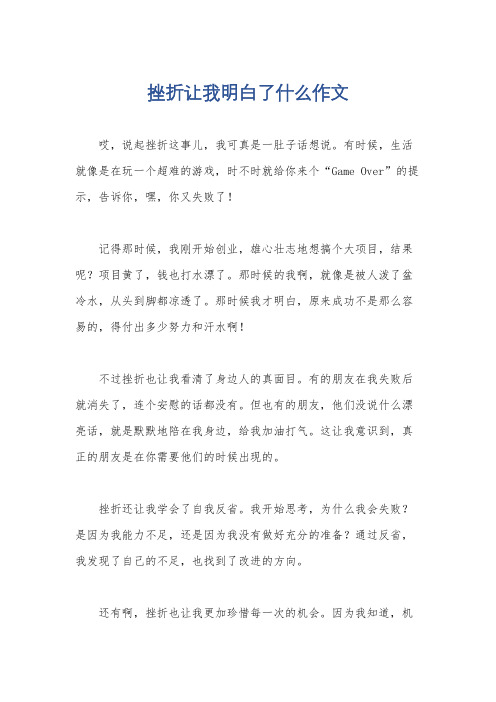 挫折让我明白了什么作文