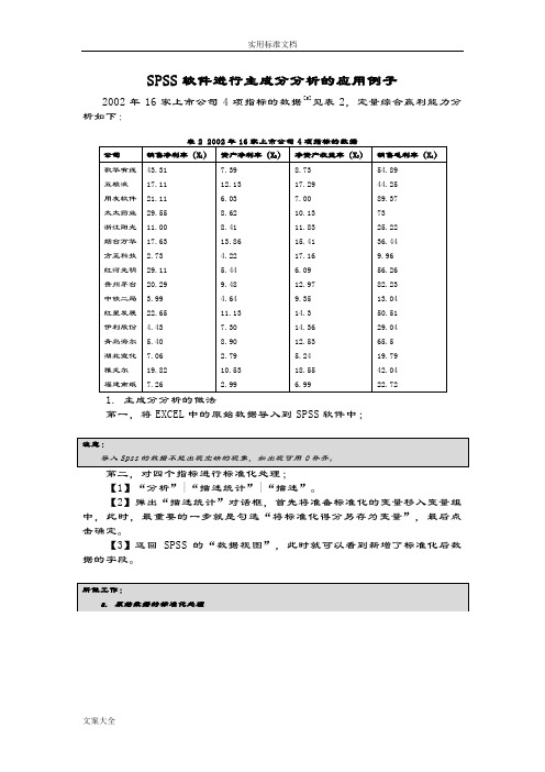 SPSS软件进行主成分分析报告地应用例子