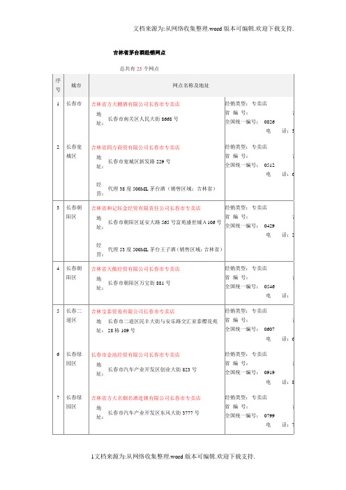 茅台酒专卖店吉林省