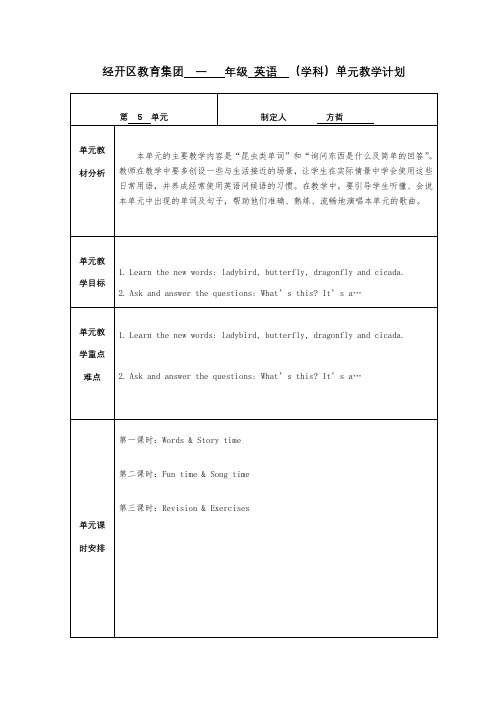 Unit5What’sthis_(教案)译林版(一起)英语一年级下册